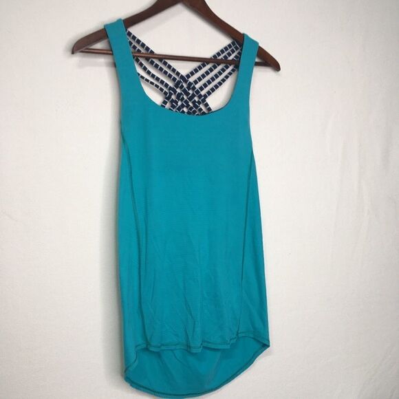 Lululemon Blue Tropics Parallel Stripe Wild  Tank Sz 4 - Picture 3 of 13